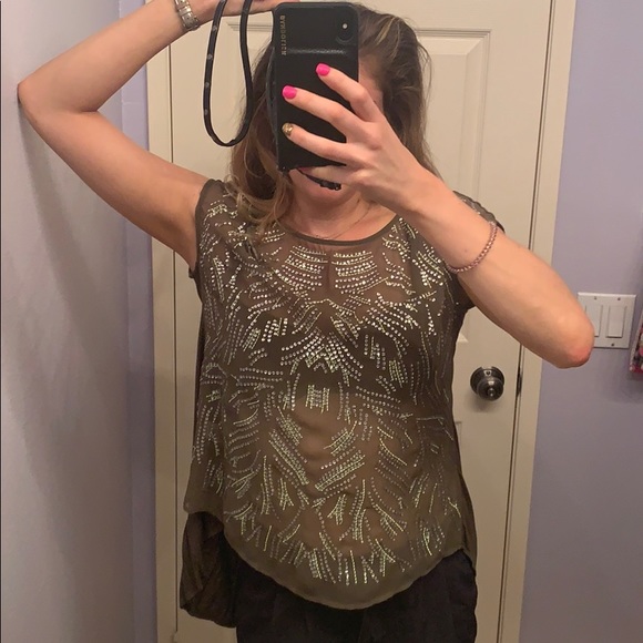 Willow & Clay Tops - Green sequin night out top